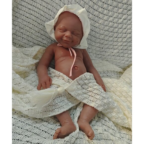 45cm Brown Skin 6.82lbs Full Body Silicone Newborn Baby Reborn Baby Dolls Girl - Picture 6 of 10